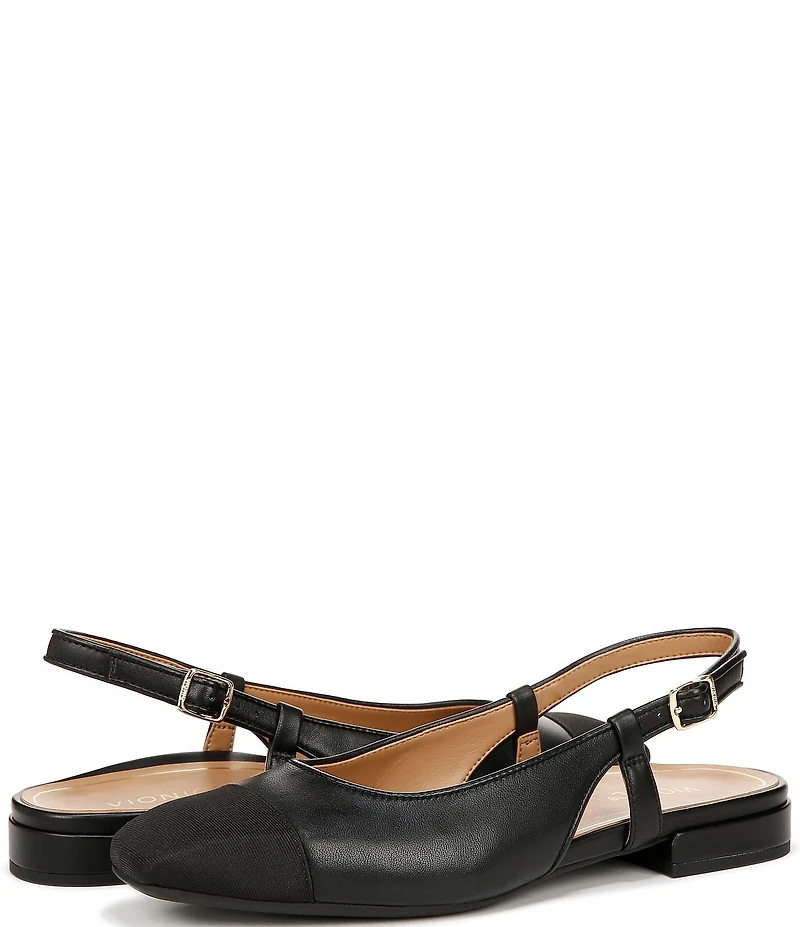 Vionic Petaluma Leather Slingback Cap Toe Flats