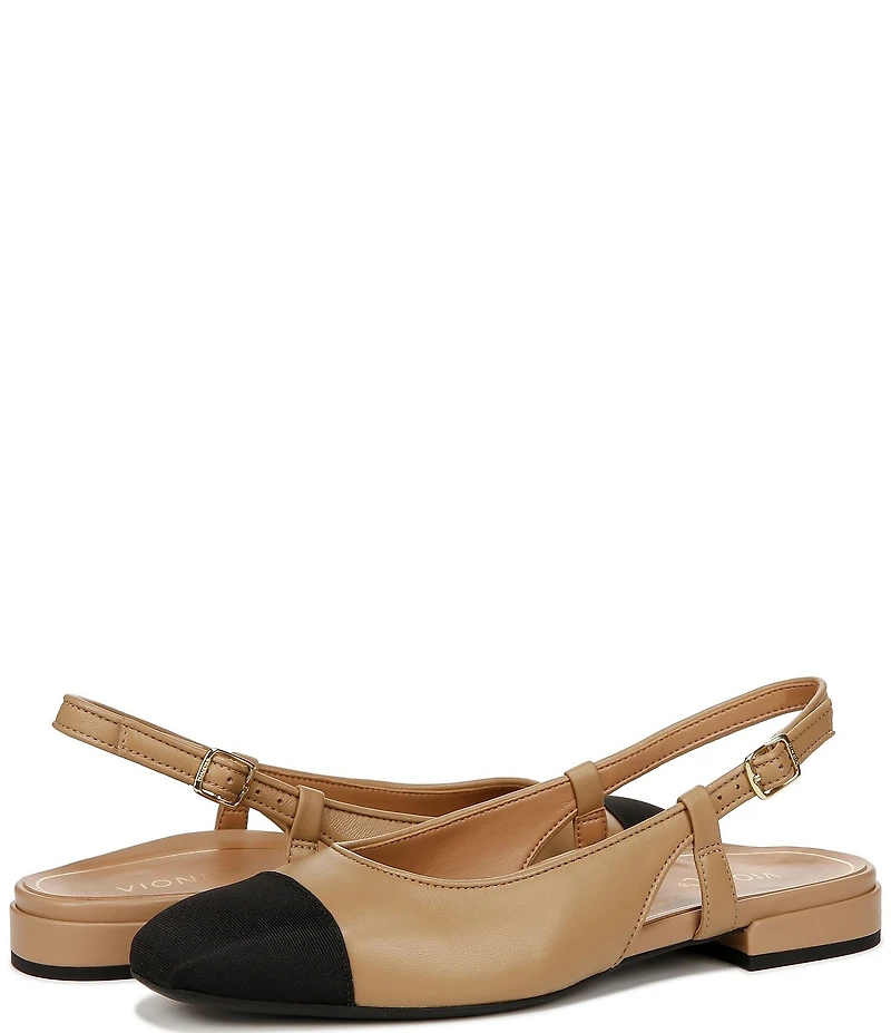 Vionic Petaluma Leather Slingback Cap Toe Flats