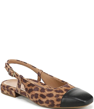 Vionic Petaluma Leopard Print Suede Slingback Cap Toe Flats