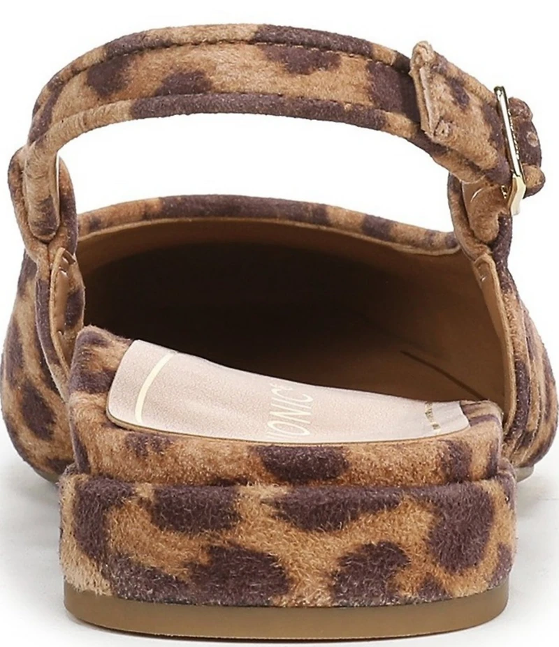 Vionic Petaluma Leopard Print Suede Slingback Cap Toe Flats