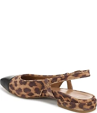 Vionic Petaluma Leopard Print Suede Slingback Cap Toe Flats