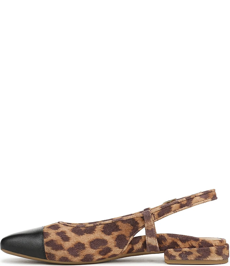 Vionic Petaluma Leopard Print Suede Slingback Cap Toe Flats