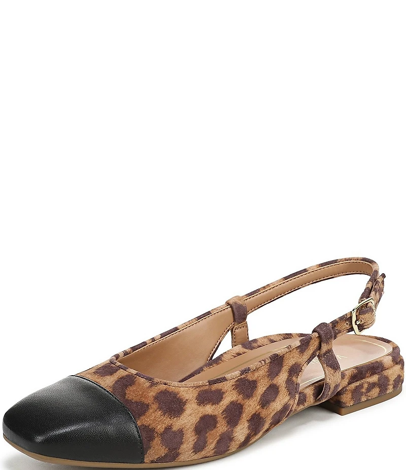 Vionic Petaluma Leopard Print Suede Slingback Cap Toe Flats