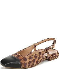 Vionic Petaluma Leopard Print Suede Slingback Cap Toe Flats