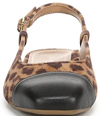 Vionic Petaluma Leopard Print Suede Slingback Cap Toe Flats