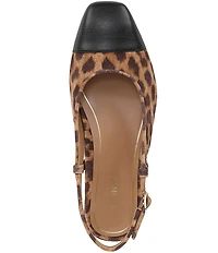 Vionic Petaluma Leopard Print Suede Slingback Cap Toe Flats