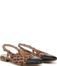 Vionic Petaluma Leopard Print Suede Slingback Cap Toe Flats