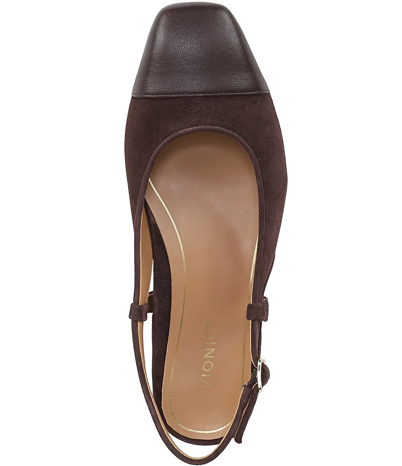 Vionic Petaluma Suede Slingback Cap Toe Flats