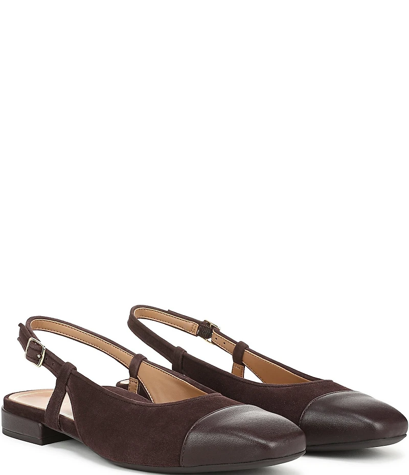Vionic Petaluma Suede Slingback Cap Toe Flats