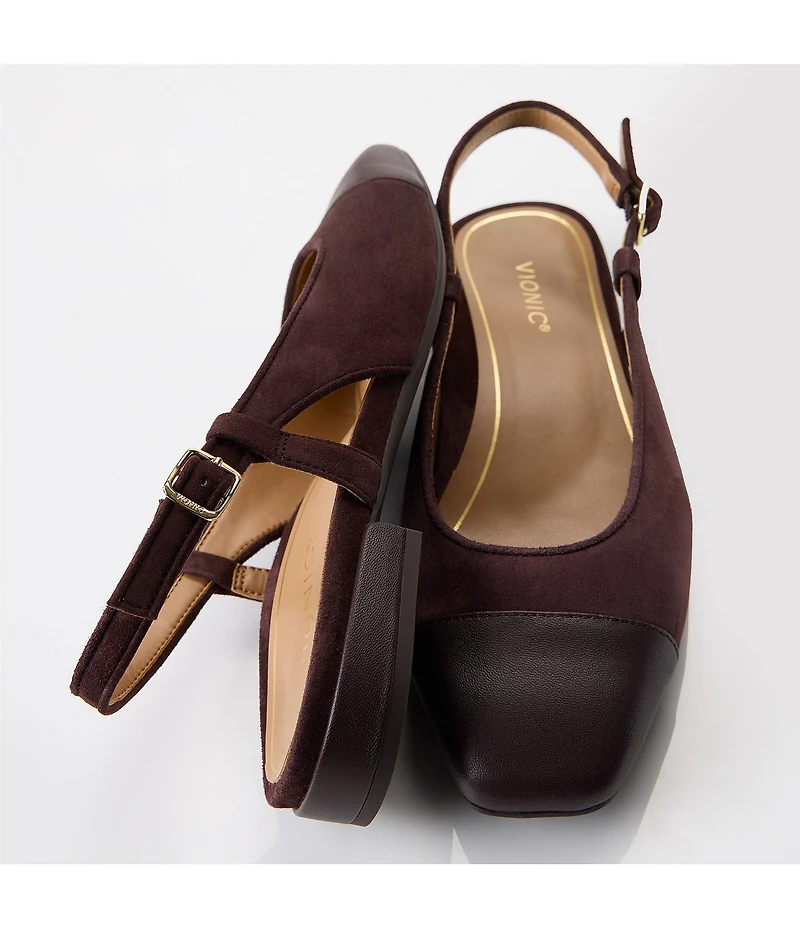 Vionic Petaluma Suede Slingback Cap Toe Flats