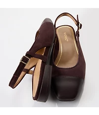 Vionic Petaluma Suede Slingback Cap Toe Flats