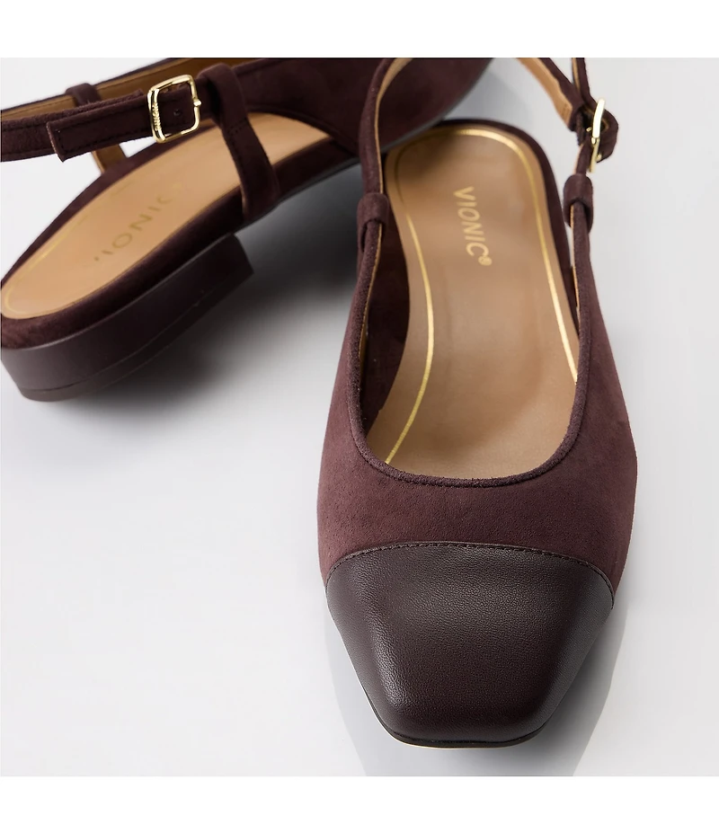 Vionic Petaluma Suede Slingback Cap Toe Flats