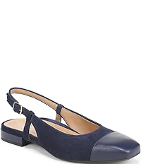 Vionic Petaluma Suede Slingback Cap Toe Flats