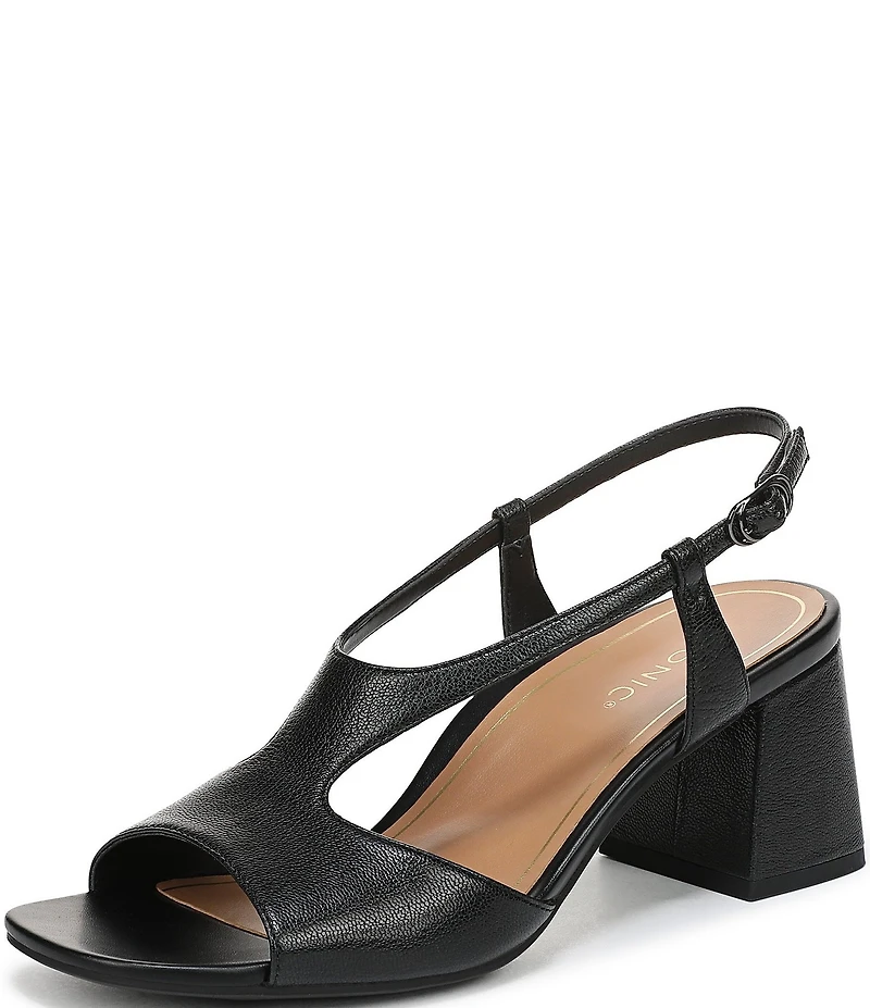 Vionic Raquel Leather Block Heel Dress Sandals
