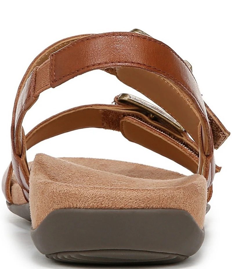 Vionic Reese Leather Buckle Hardware Hook-and-Loop Banded Slingback Sandals