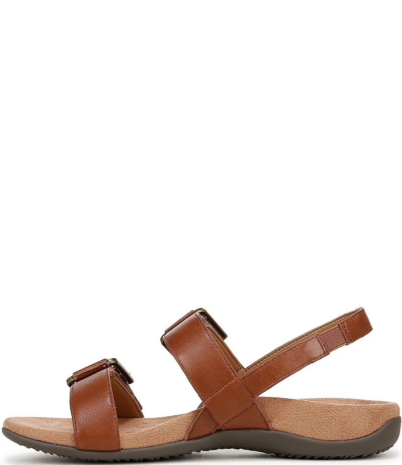 Vionic Reese Leather Buckle Hardware Hook-and-Loop Banded Slingback Sandals
