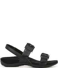 Vionic Reese Leather Buckle Hardware Hook-and-Loop Banded Slingback Sandals