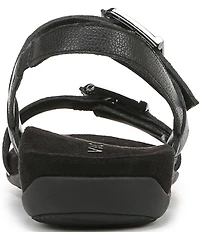 Vionic Reese Leather Buckle Hardware Hook-and-Loop Banded Slingback Sandals
