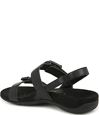 Vionic Reese Leather Buckle Hardware Hook-and-Loop Banded Slingback Sandals