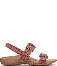 Vionic Reese Snake Print Nubuck Suede Buckle Hardware Hook-and-Loop Banded Slingback Sandals