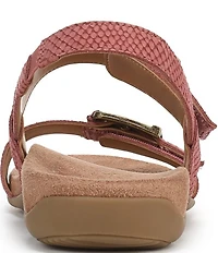 Vionic Reese Snake Print Nubuck Suede Buckle Hardware Hook-and-Loop Banded Slingback Sandals