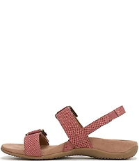 Vionic Reese Snake Print Nubuck Suede Buckle Hardware Hook-and-Loop Banded Slingback Sandals