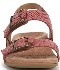 Vionic Reese Snake Print Nubuck Suede Buckle Hardware Hook-and-Loop Banded Slingback Sandals