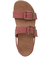 Vionic Reese Snake Print Nubuck Suede Buckle Hardware Hook-and-Loop Banded Slingback Sandals