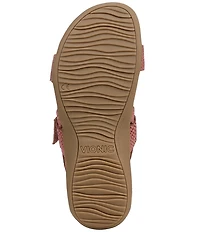 Vionic Reese Snake Print Nubuck Suede Buckle Hardware Hook-and-Loop Banded Slingback Sandals
