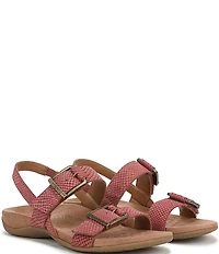 Vionic Reese Snake Print Nubuck Suede Buckle Hardware Hook-and-Loop Banded Slingback Sandals