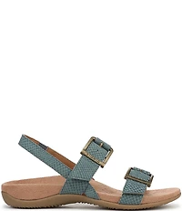 Vionic Reese Snake Print Nubuck Suede Buckle Hardware Hook-and-Loop Banded Slingback Sandals