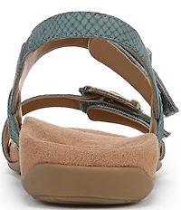 Vionic Reese Snake Print Nubuck Suede Buckle Hardware Hook-and-Loop Banded Slingback Sandals
