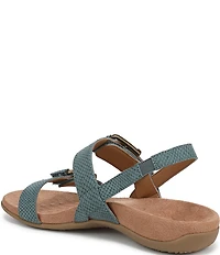 Vionic Reese Snake Print Nubuck Suede Buckle Hardware Hook-and-Loop Banded Slingback Sandals