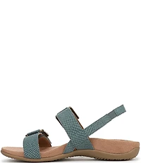 Vionic Reese Snake Print Nubuck Suede Buckle Hardware Hook-and-Loop Banded Slingback Sandals
