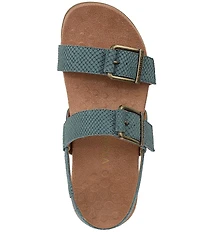 Vionic Reese Snake Print Nubuck Suede Buckle Hardware Hook-and-Loop Banded Slingback Sandals