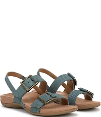 Vionic Reese Snake Print Nubuck Suede Buckle Hardware Hook-and-Loop Banded Slingback Sandals