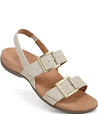 Vionic Reese Textured Buckle Hardware Banded Slingback Sandals