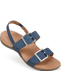Vionic Reese Textured Buckle Hardware Banded Slingback Sandals