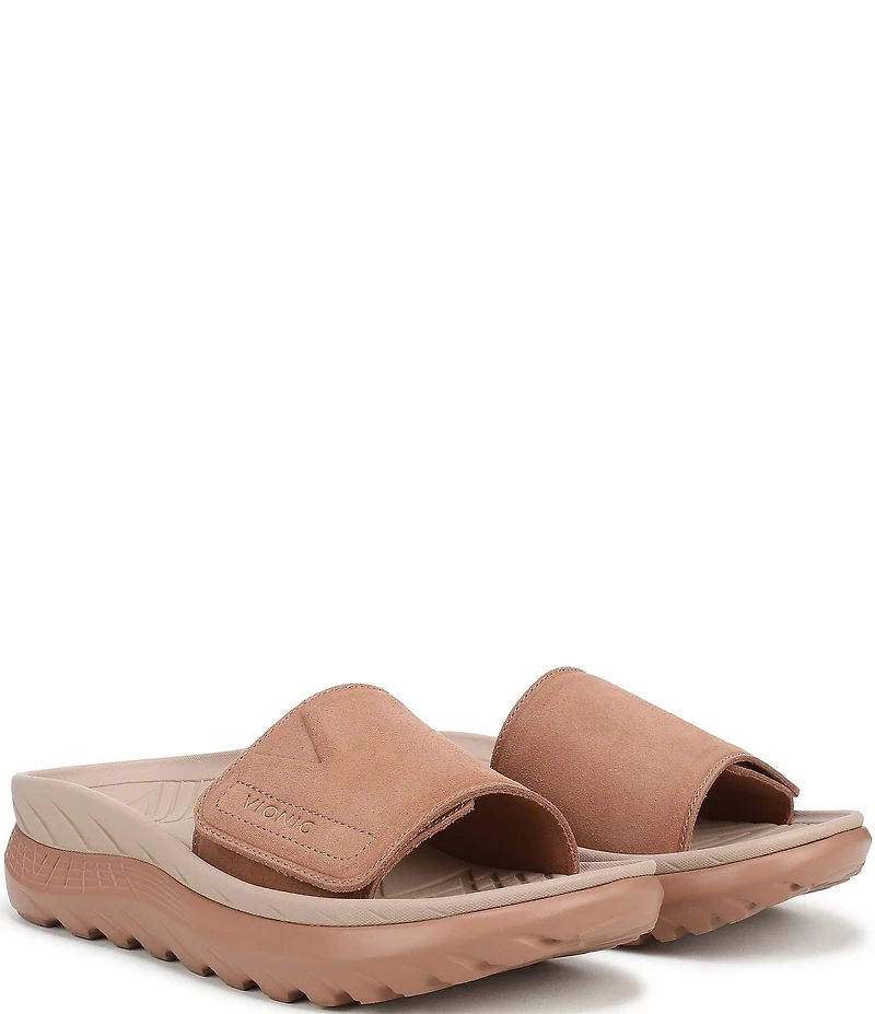Vionic Rejuvenate Suede Recovery Platform Arch Support Slide Sandals