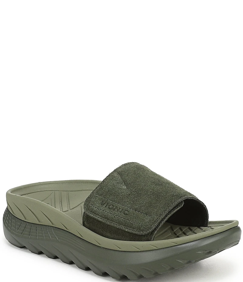 Vionic Rejuvenate Suede Recovery Platform Arch Support Slide Sandals