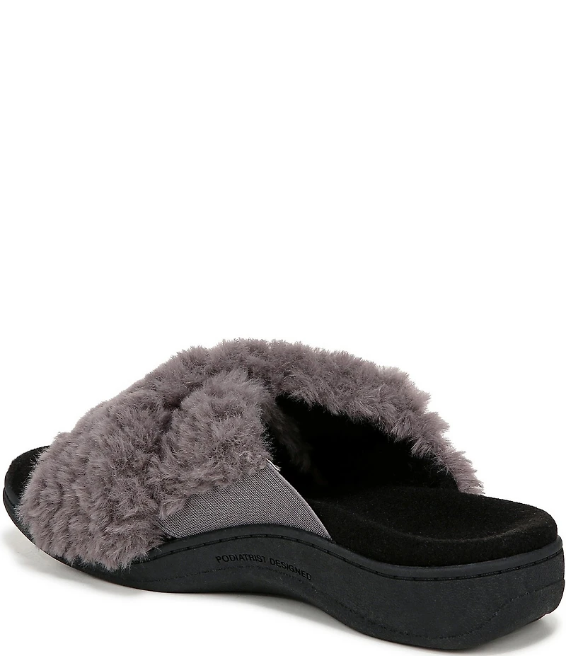 Vionic Relax II Chevron Faux Fur Slide Slippers