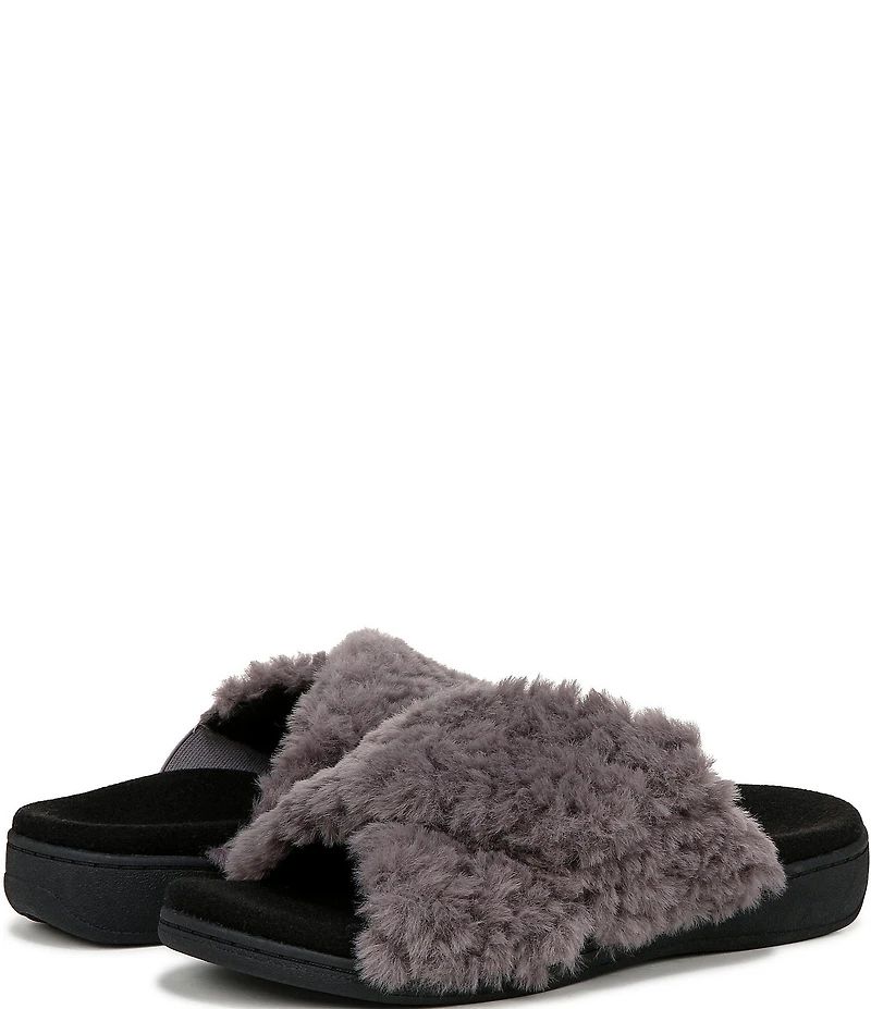Vionic Relax II Chevron Faux Fur Slide Slippers