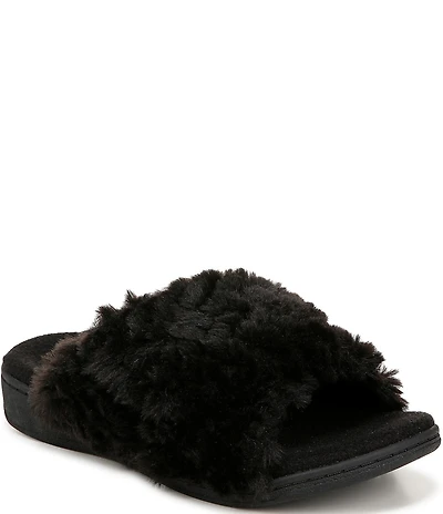 Vionic Relax II Chevron Faux Fur Slide Slippers