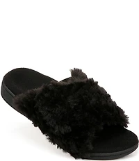 Vionic Relax II Chevron Faux Fur Slide Slippers