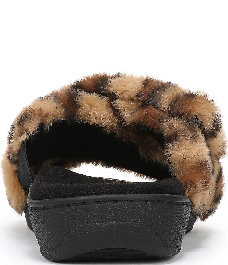 Vionic Relax II Faux Fur Leopard Print Slippers