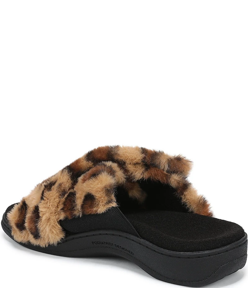 Vionic Relax II Faux Fur Leopard Print Slippers
