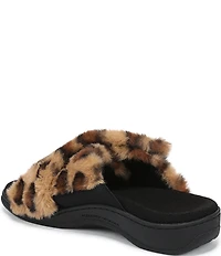 Vionic Relax II Faux Fur Leopard Print Slippers