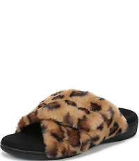 Vionic Relax II Faux Fur Leopard Print Slippers
