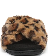 Vionic Relax II Faux Fur Leopard Print Slippers
