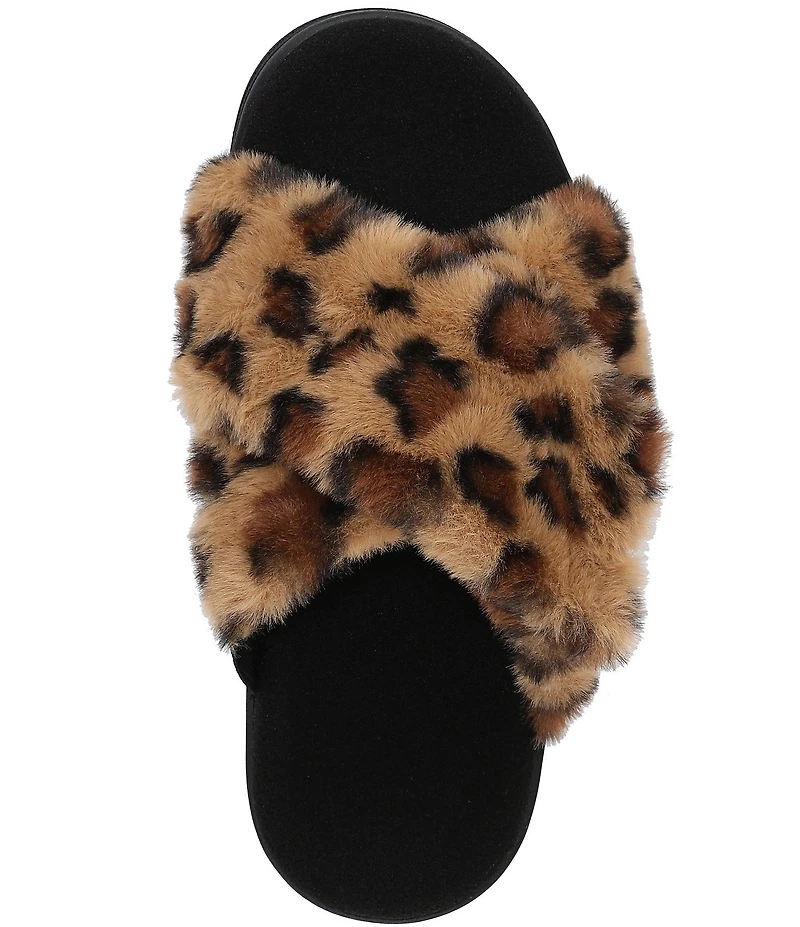 Vionic Relax II Faux Fur Leopard Print Slippers